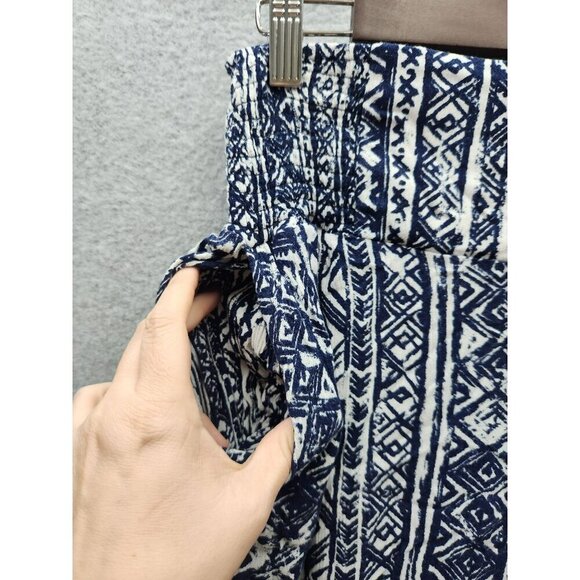 Three Dots Boho Style Navy & White Patterned Palazzos - Picture 2 of 5